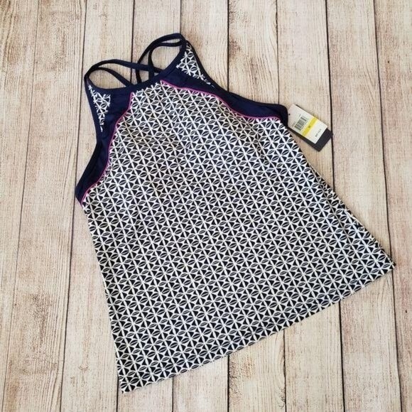 JAG High Neck Criss Cross Back Tankini Sports Top Tennis Swim Athletic Medium - Picture 3 of 11